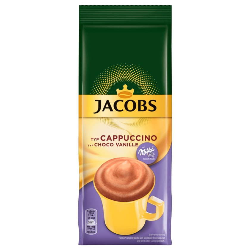 Jacobs Cappuccino Choco Vanille, Kaffeespezialitäten im Nachfüllbeutel 500g